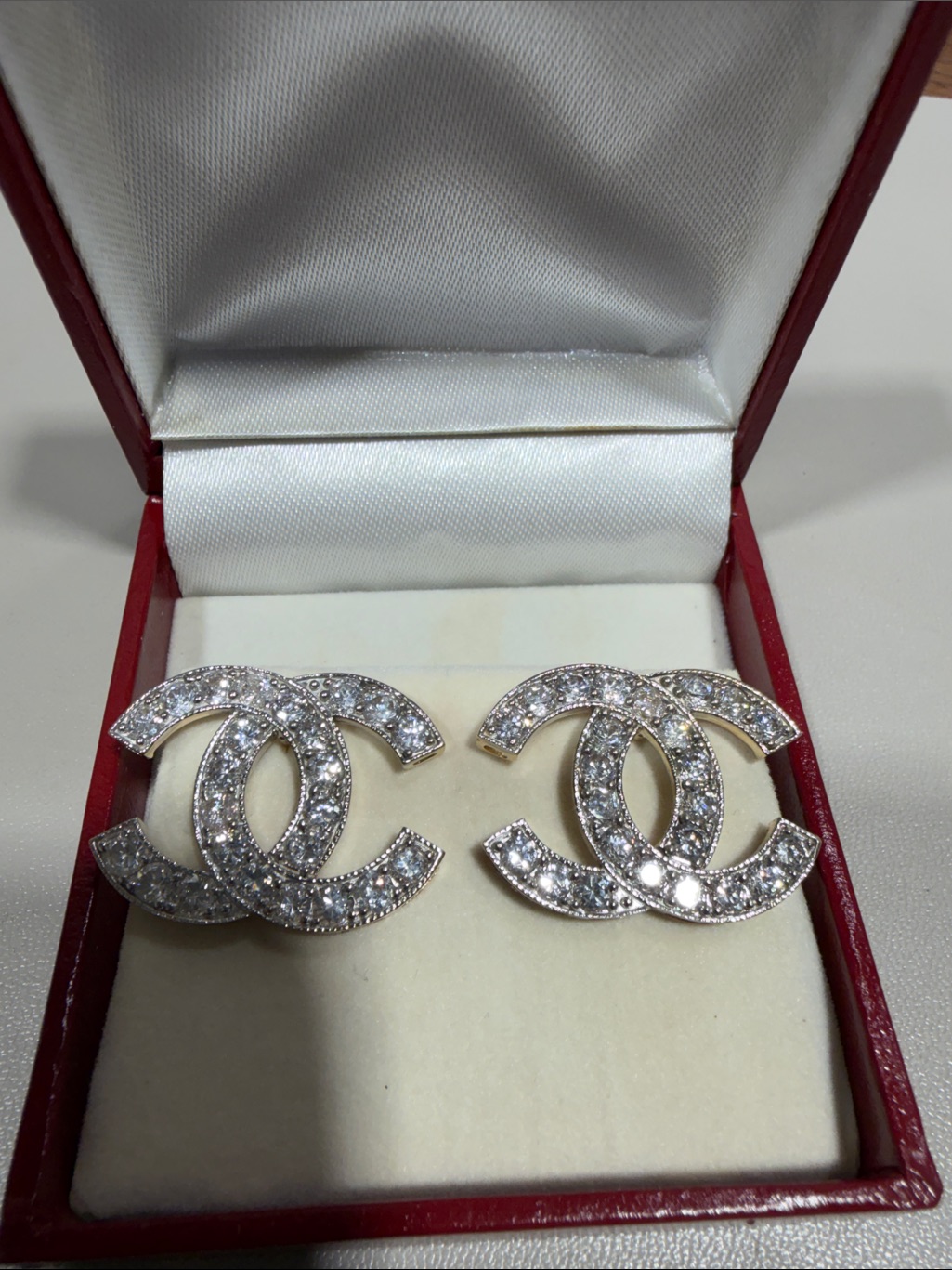 14k Gold Chanel Earrings Two Tone